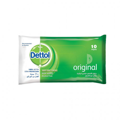 DETTOL ANTI-BACTERIAL SKIN WIPES 10 PCS (ORIGINAL)