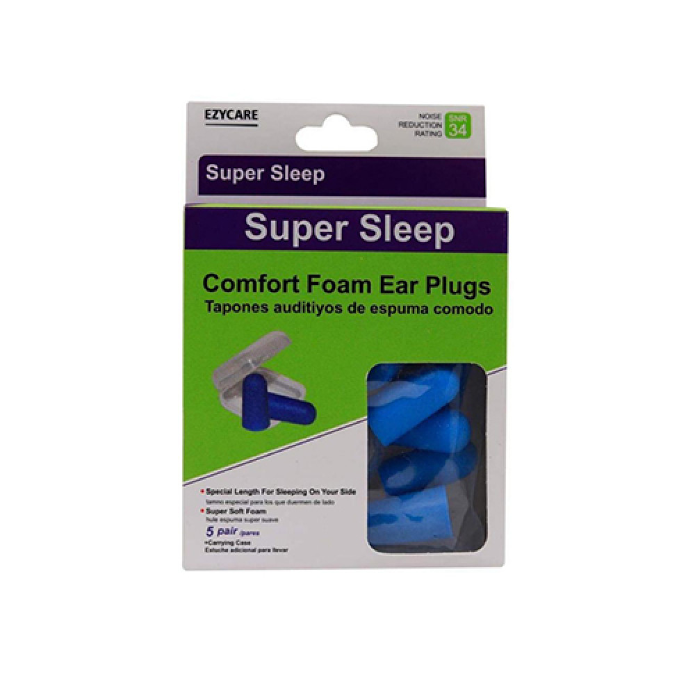 EZYCARE PLUS SUPER SLEEP COMFORT FOAM EAR PLUGS (5 PAIRS)