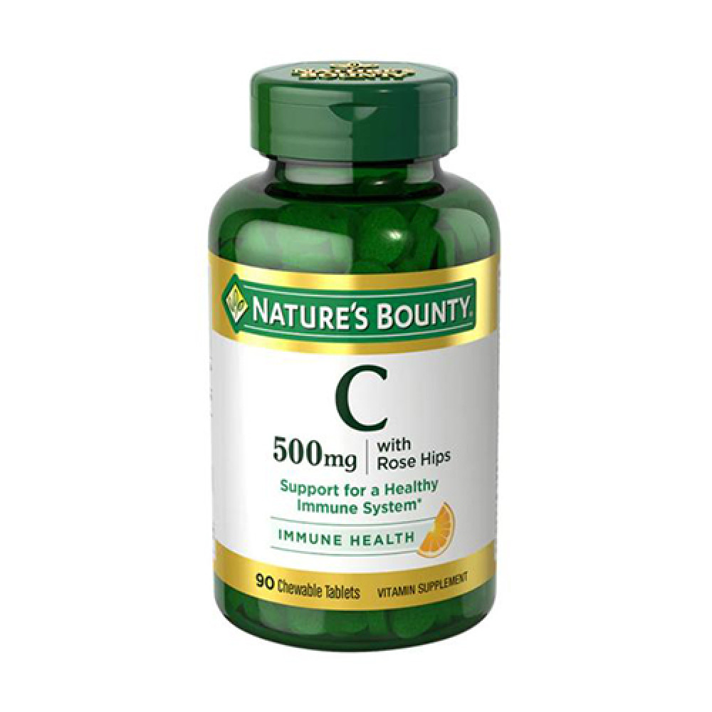 Natures Bounty Vitamin C 500mg with Rose Hips 90 Chewable Tabs