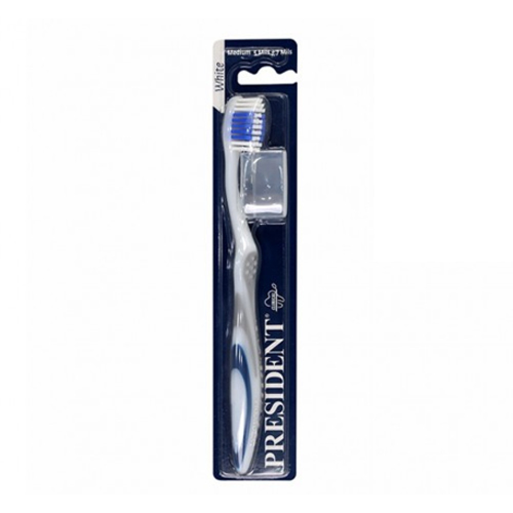 President White Medium Toothbrush